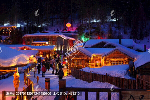 雪鄉(xiāng),夜景,燈光