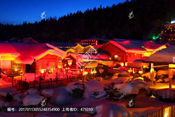 雪鄉(xiāng),夜景,燈光