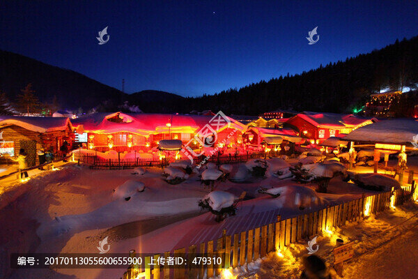 雪鄉(xiāng),夜景,雪,風(fēng)景,燈光