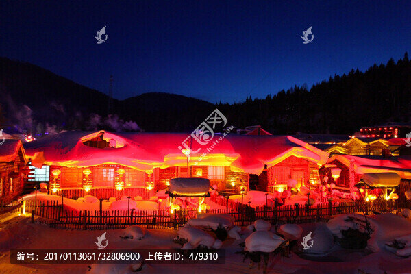 雪鄉(xiāng),夜景,雪景,東北,雙峰