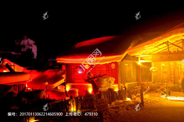 雪鄉(xiāng),夜景,燈光