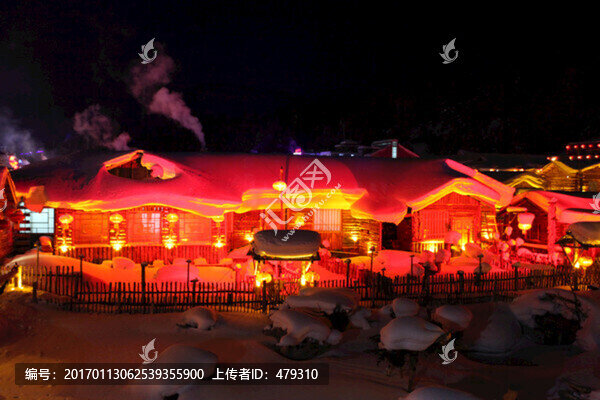 雪鄉(xiāng),夜景,燈光,紅燈,燈籠