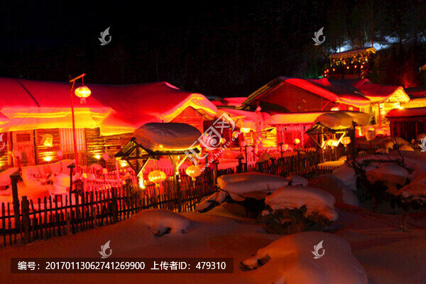 雪鄉(xiāng),夜景,燈光