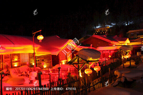 雪鄉(xiāng),小屋,夜景,風(fēng)景,雪景