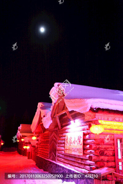 雪鄉(xiāng),夜景,燈光,紅燈,燈籠