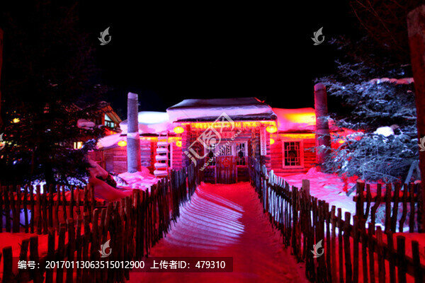 雪鄉(xiāng),夜景,燈光,紅燈,燈籠