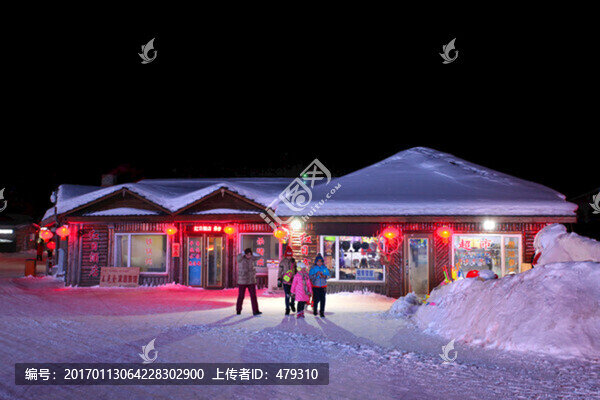 雪鄉(xiāng),夜景,燈光,紅燈,燈籠