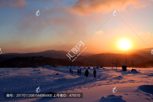 日出,白雪,冬