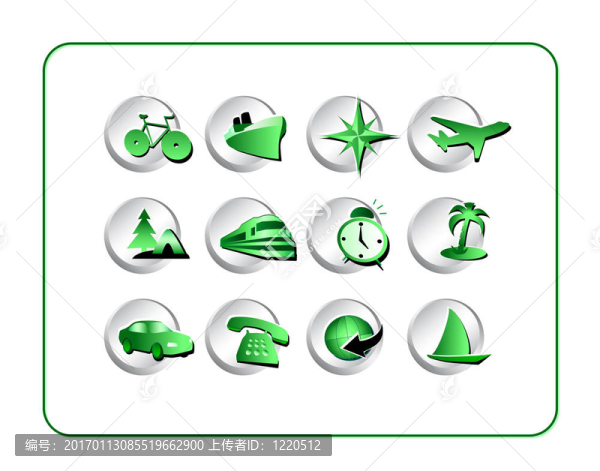旅行圖標(biāo)集-綠色銀