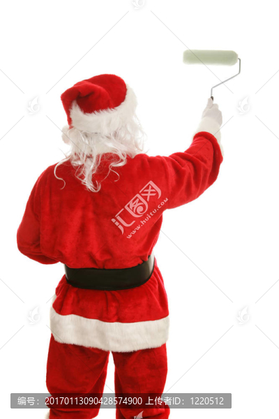 帶有油漆滾筒的Santa