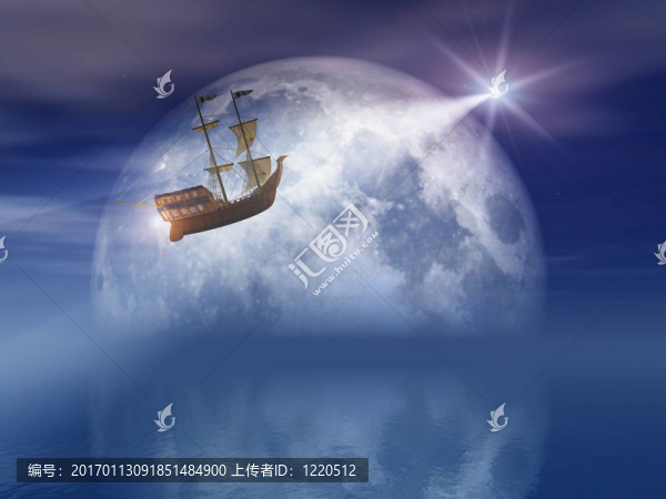 在海上航行的星星月亮