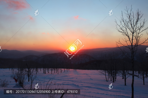 林海雪原,雪鄉(xiāng),日出,白雪,冬
