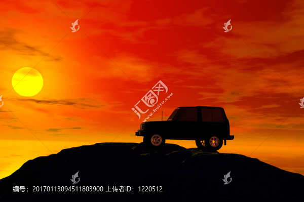 吉普車的日落