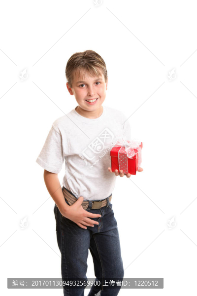 孩子拿著圣誕禮物