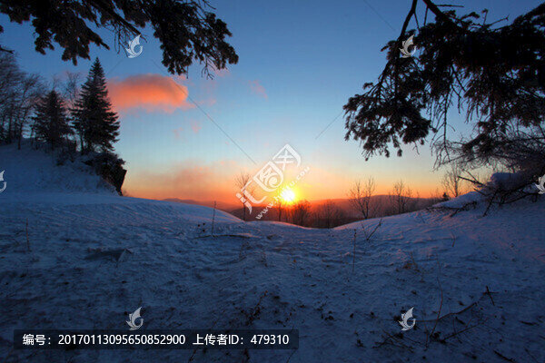 雪鄉(xiāng),日出,白雪,冬