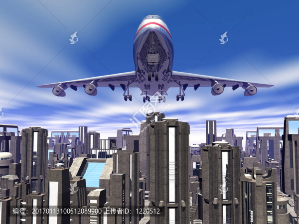 城市上空的飛機(jī)