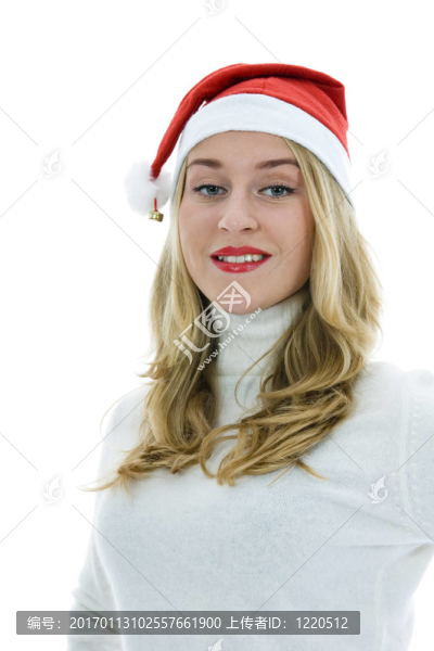 美麗的女人用紅圍巾