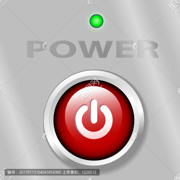 金屬背景上的電源按鈕