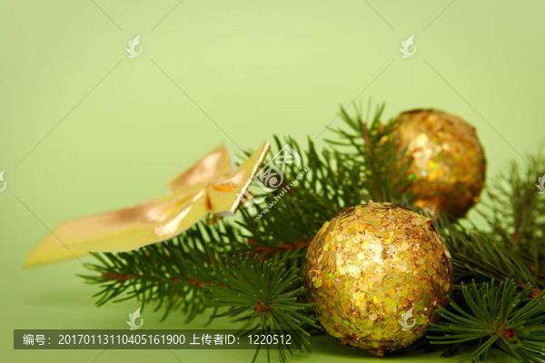 金色綠色圣誕裝飾