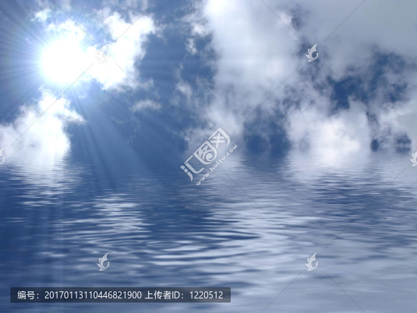 天空；云朵和水