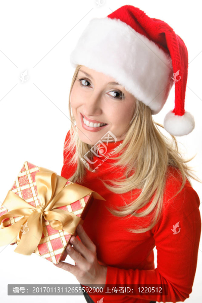 女性與圣誕禮品