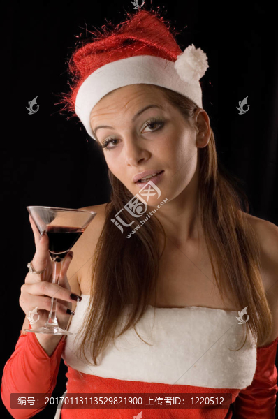 Santa女孩喝酒