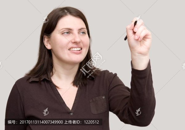 女性寫作在空氣。