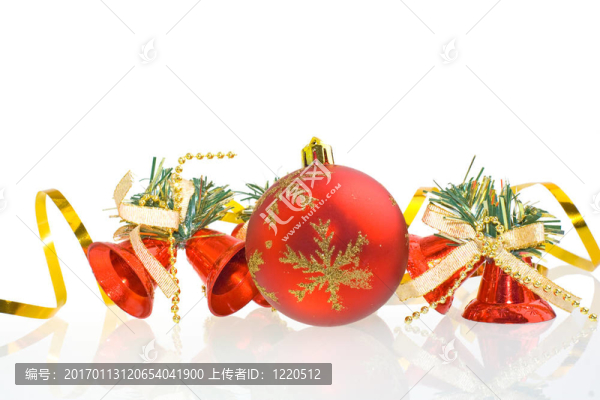 紅色圣誕球和紅色的手鈴