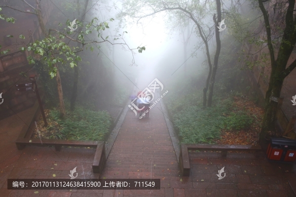 齊云山山道濃霧