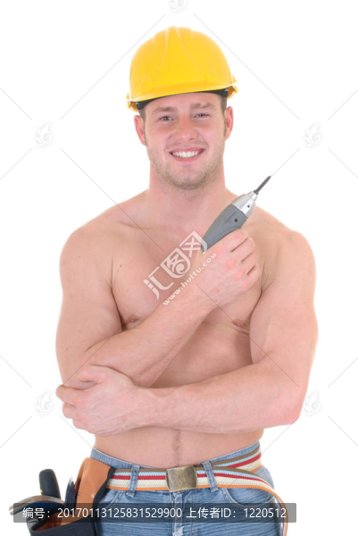 男子氣概的建筑工人