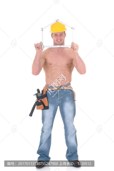 男子氣概的建筑工人