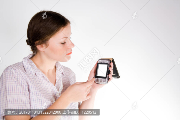 漂亮的女孩與智能手機