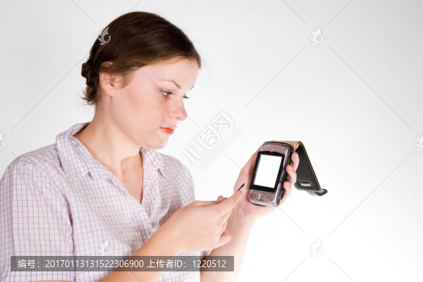 漂亮的女孩與智能手機(jī)