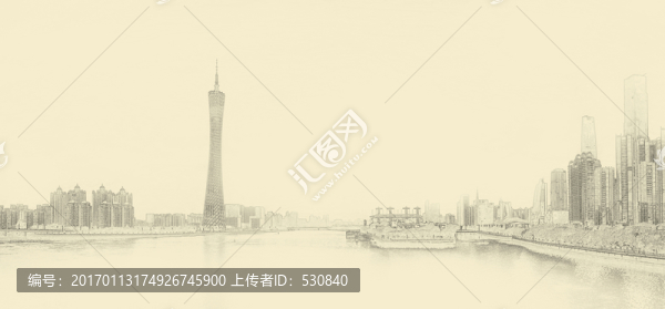 廣州城市線描,,合層