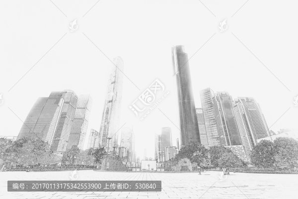 廣州城市線描,合層