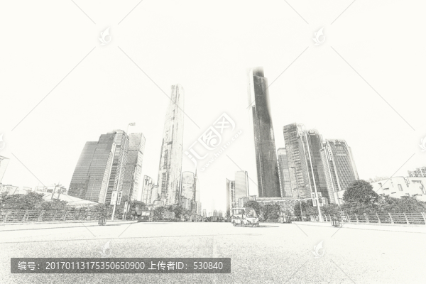 廣州城市線描,合層