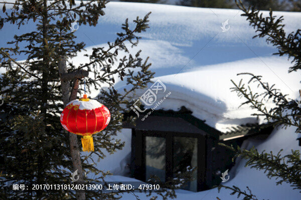 雪鄉(xiāng),雙峰林場(chǎng),春節(jié),紅燈,燈
