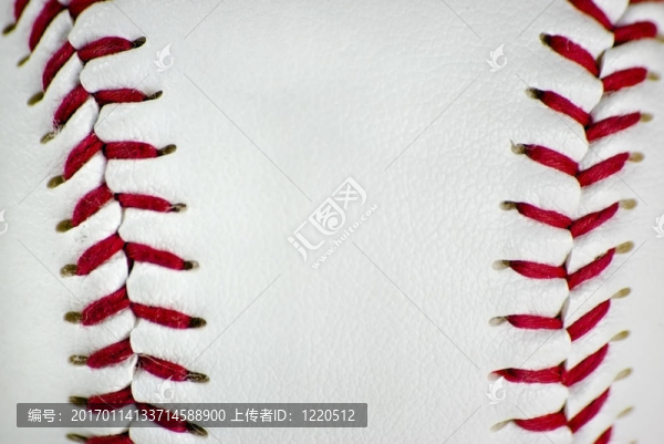 棒球縫制的特寫