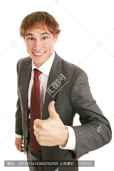 年輕商人豎起大拇指
