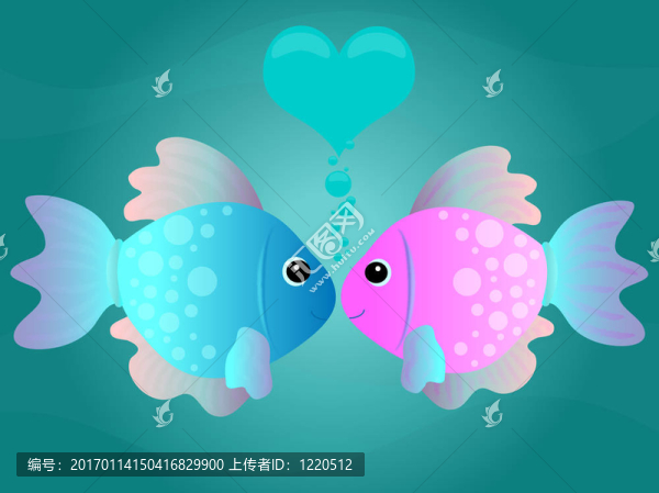 卡通接吻魚