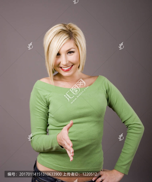 金發(fā)女郎握手垂直