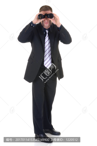 商人用雙筒望遠(yuǎn)鏡