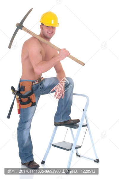 男子氣概的建筑工人