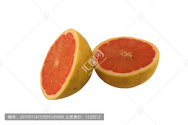 分離的粉紅色的柚子半白色