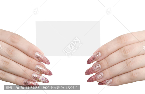 名片和女性手