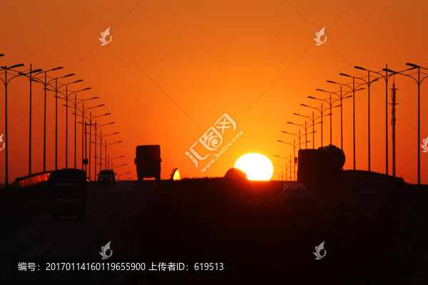 夕陽,公路,光影