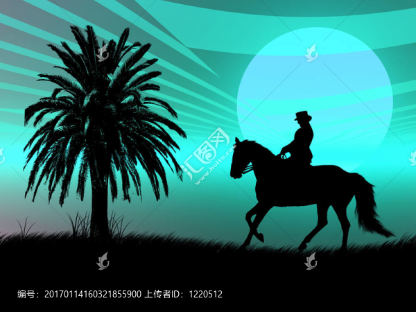 夕陽中的馬