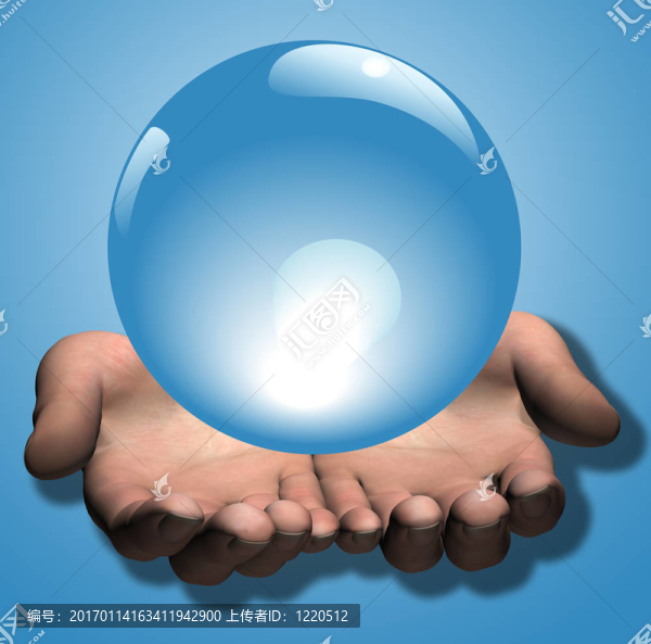 閃亮藍(lán)色水晶球3D手插畫