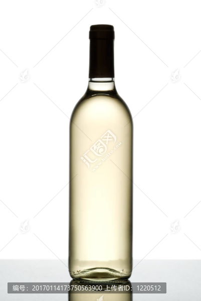 一瓶白葡萄酒。