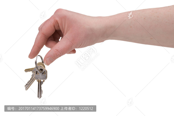 女人的手指用鑰匙